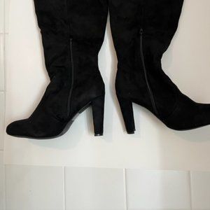 Knee high faux suede boots